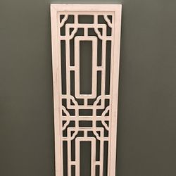 WHITE-PAINTED WOOD DECORATIVE WALL PANEL - 47" H x 13.75" W x 6/8" D - firm price