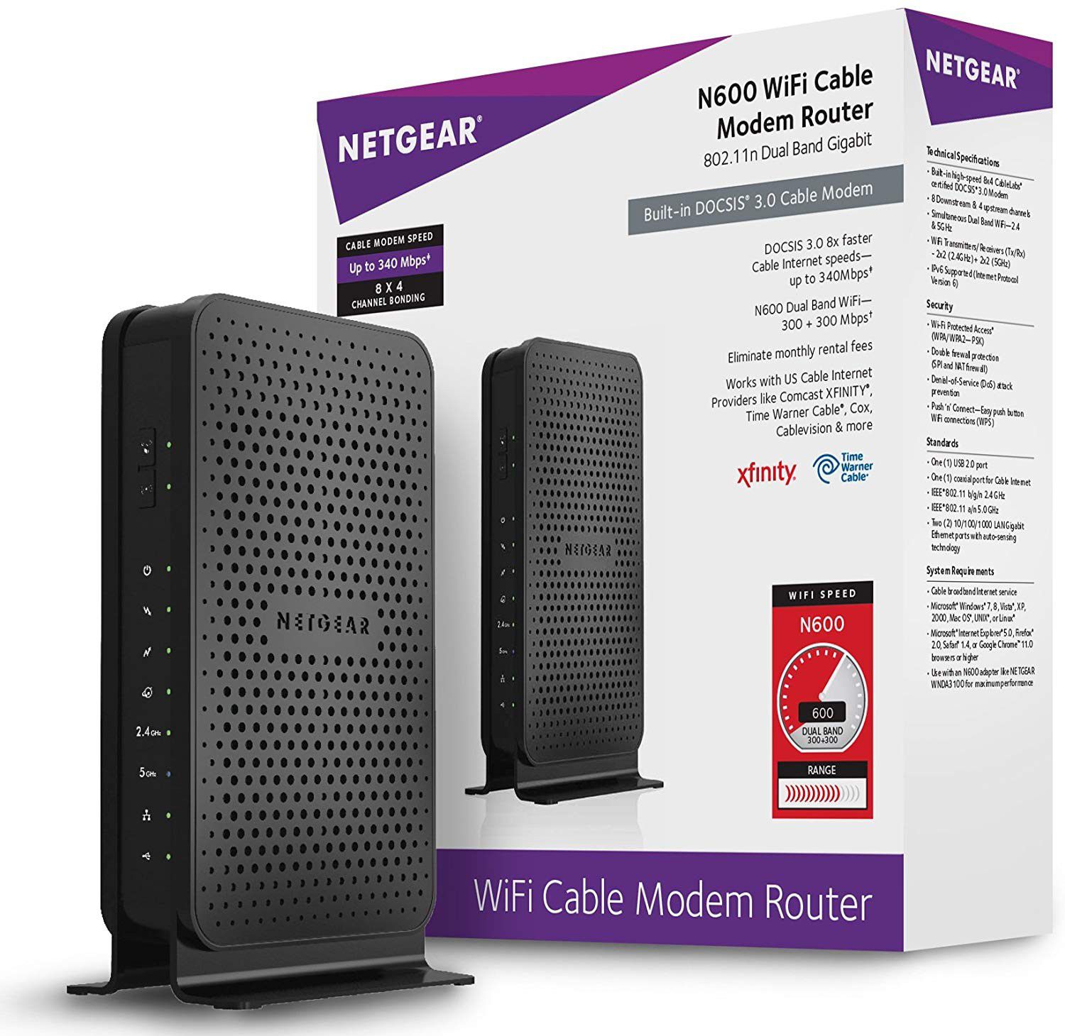 2-in-1 WiFi Cable Modem Router, approved for Xfinity