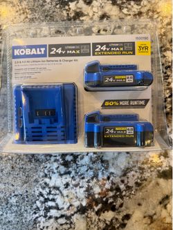 New Kobalt 24VMax 2 Pack Battery Kit 2ah - 4ah Lithium with Charger