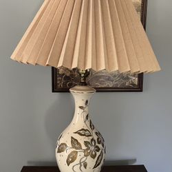 Mid Century Carl Falkenstein Style Lamp Applied Flowers Porcelain