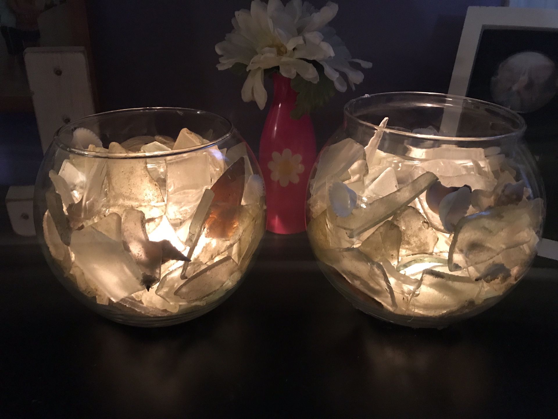 Sea glass Candle Holders