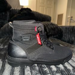 Levi's Black Lace Up Ankle Combat Boots Men Fabric Upper Rubber Sole Sz 12