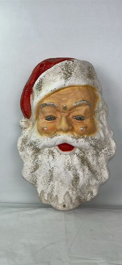 Vintage MCM Paper Mache Santa Face Head Vintage 1950 Christmas Decor 18"