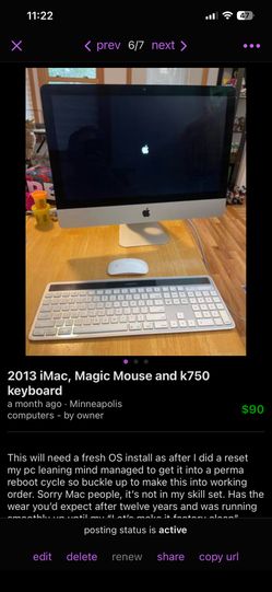 2013 iMac W/ Apple Magic Mouse And K750 Keyboard