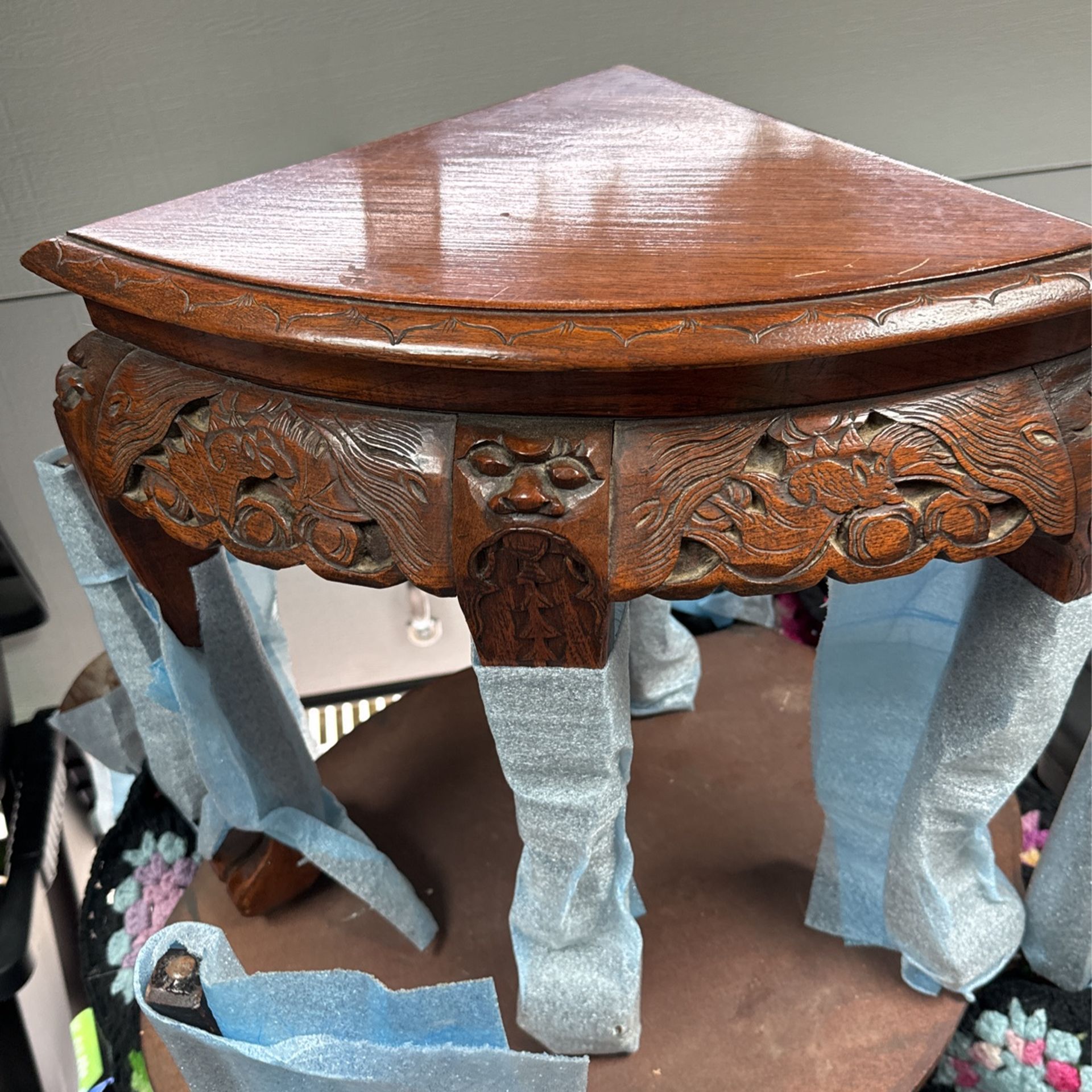 Ornate Antique Round Table 1’10” Tall And 3’ Wide