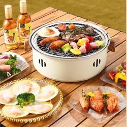 Korean BBQ Grill Charcoal Stove Charcoal Grill Stainless Steel Outdoor Camping Cooking Tea Around The Stove Barbecue Stove,Ideal for Indoor and Patio 