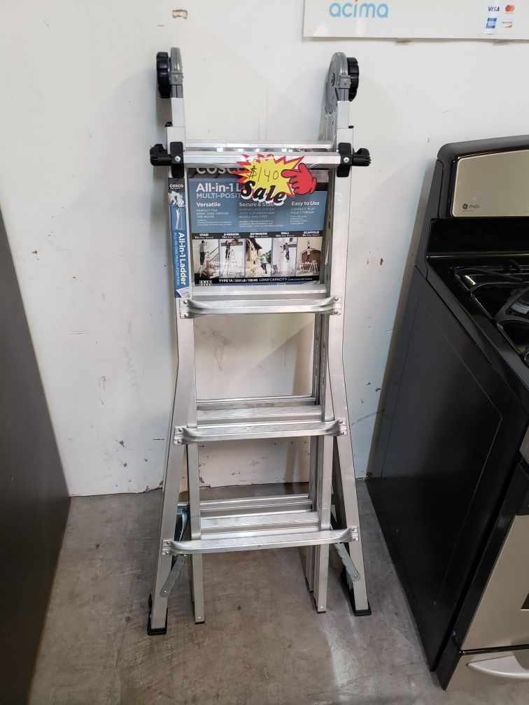18 FT ALUMINIUM MULTI-POSITION LADDER WITH 300 LB LOAD CAPACITY