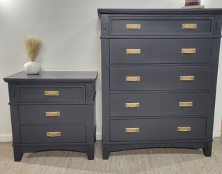 Charcoal Gray Dresser & Nightstand Set