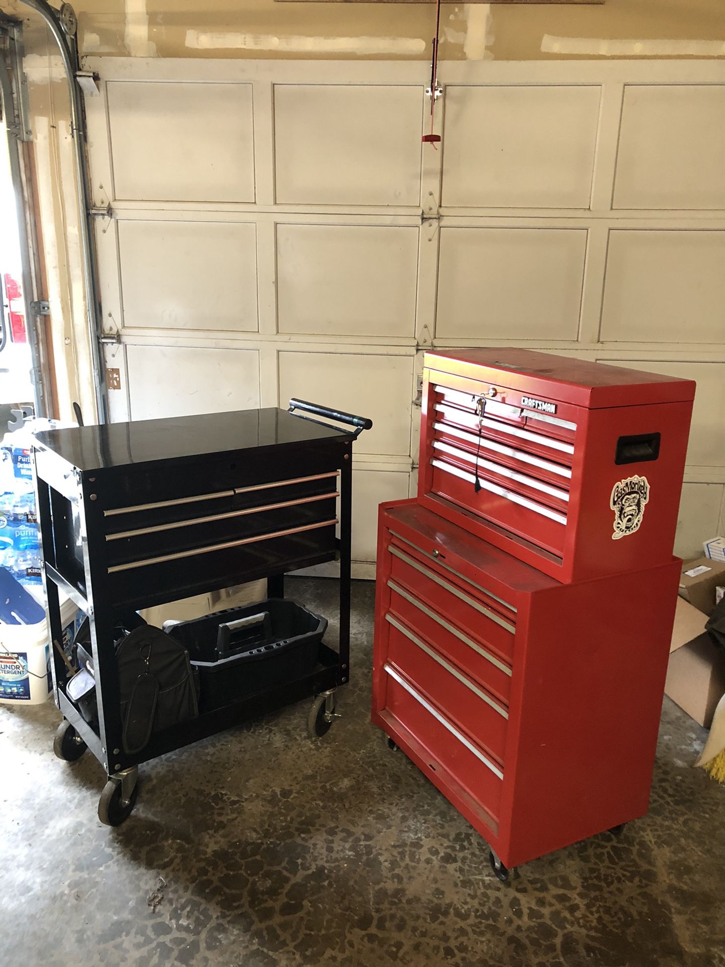 Both tool boxes, plenty of room for tools .