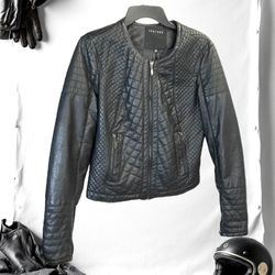 Therapy Black Faux Leather Polyurethane Motorcycle Lifestyle Jacket Women Large