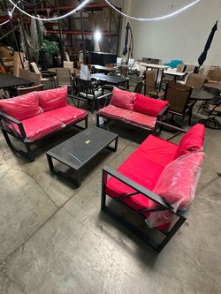 New 4 pcs Outdoor Patio Aluminum Loveseat Table Sofa Furniture set