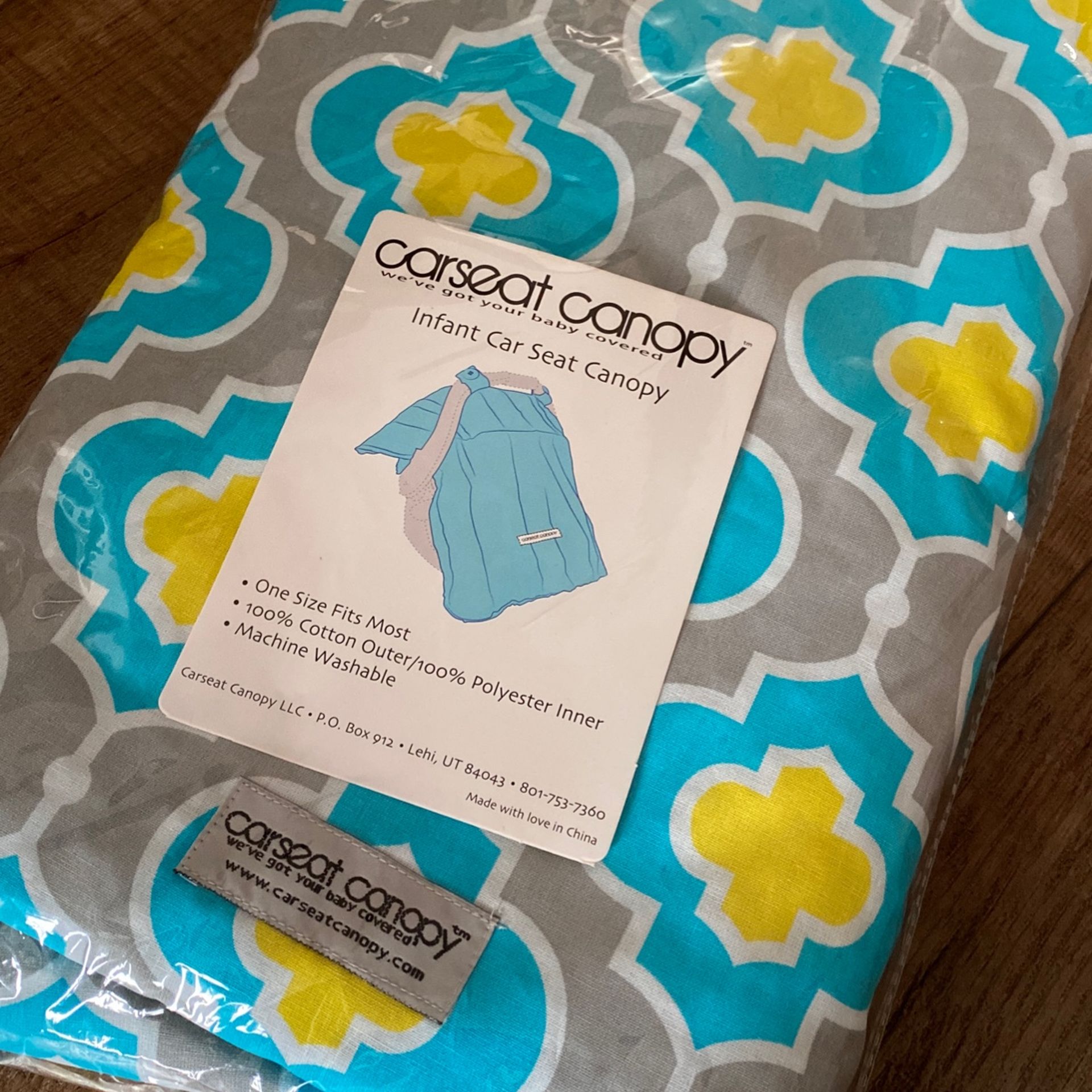 Carseat Canopy - Blue/Grey/Yellow