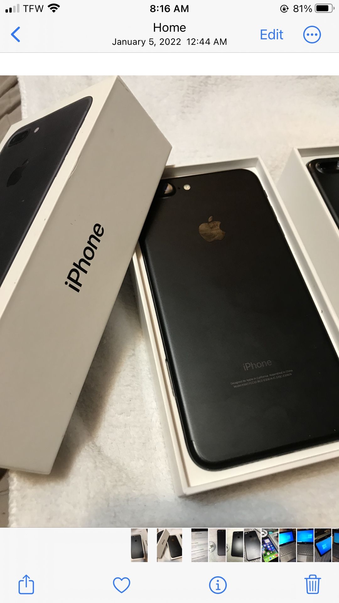 iphone 7 PLUS 128GB NEW! full UNLOCKED with cable battery health 100%/ 149 FIRM PRICE//