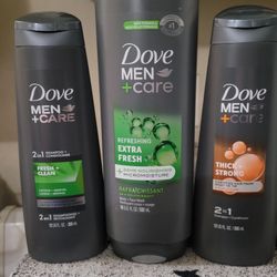  2 Dove Mens 2in1 (12oz Bottles) & Mens Extra Fresh Face/Bodywash 18oz  For $13/$13 Por Los 3