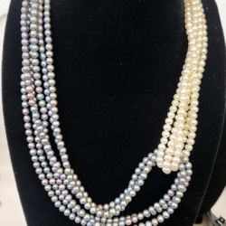 Genuine Bi- Color F.W. Multi Strand Necklace 