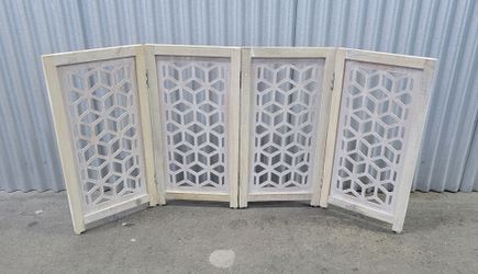 White Geometric Wood Room Divider