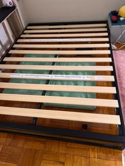 Metal Bed Frame with Wood Slats “full”