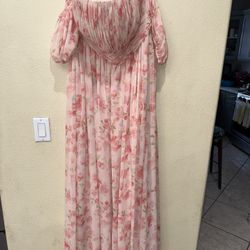 AW Bridal Strapless Pink Floral Dress 