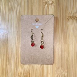 Handmade July Birthstone Dangle Gold Earrings – Ruby