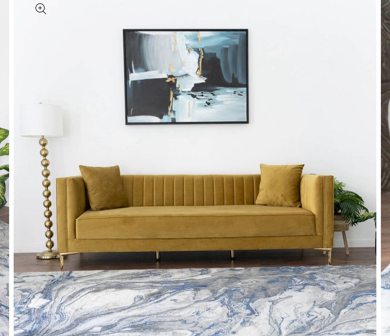 Clearance Kendra Sofa 91" (Yellow Mustard Velvet