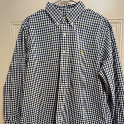 🐎Vintage Ralph Lauren Button Down Shirt XL Preowned Yellow Pony BG21