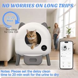 HIMIX Self-Cleaning Litter Box, Automatic Cat Litter Box Robot with APP Control and Safety Protection for Multiple Cats, 105L Extra Large Smart Litter
