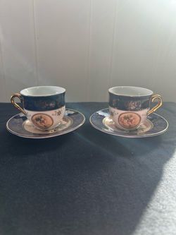 Vintage Porcelain Tea Cup and Saucer Set of 2