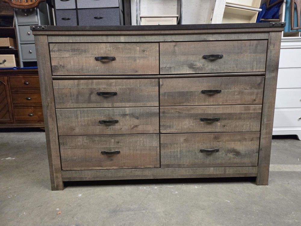 Brown Rustic Style Large 6 Drawer Dresser