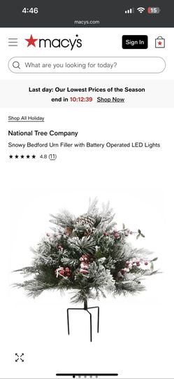 Snowy Bedford Urn Filler with Battery Operated LED Lights