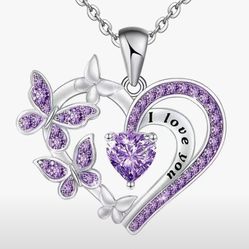 Diamond Heart Necklace Says I Love You