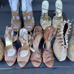 Lot Of 9  Luxury High Heels Shoes Different Brands  Size  7 To 7.5 In Great Shape Like New Condition . 5” High Hells