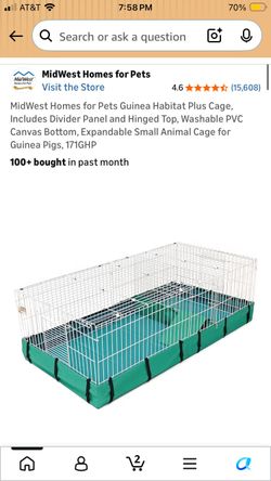 MidWest Homes for Pets Guinea Habitat Plus Cage, Includes Divider Panel and Hinged Top, Washable PVC Canvas Bottom, Expandable Small Animal Cage