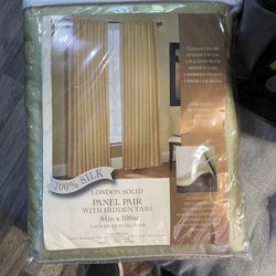 Sliding Door 100% Silk Curtains 