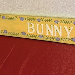 Easter Bunny Yellow & Purple Wood Sign - Holiday Home Decor - 3ft x 3.5in - Simi Valley 
