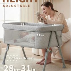 AirClub Bedside Sleeper Bassinet Adjustable Height, Breathable Mesh - Gray (Brand New)