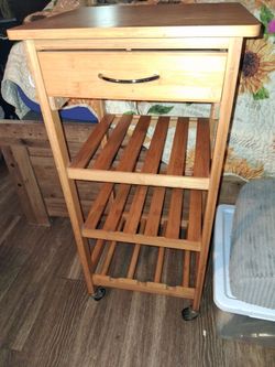 Bamboo Kitchen Cart with Drawer and Shelves