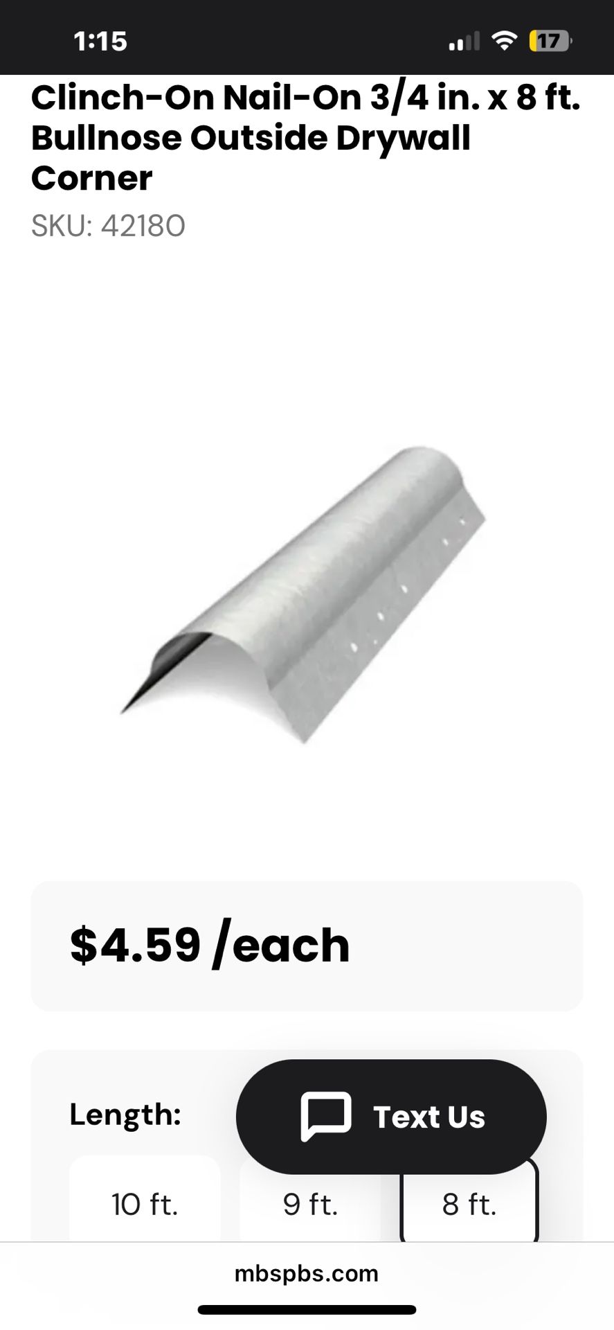 Clinch On Nail On 3/4 in. x 8 ft. Bullnose Outside Drywall Corner