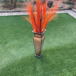 Metal Vase With Misc
