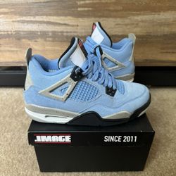 Jordan 4 Retro Black Tech Grey University Blue White 2021 GS