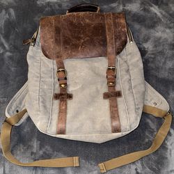 Strong Canvas Backpack With Leather Top, Used, Great Condition