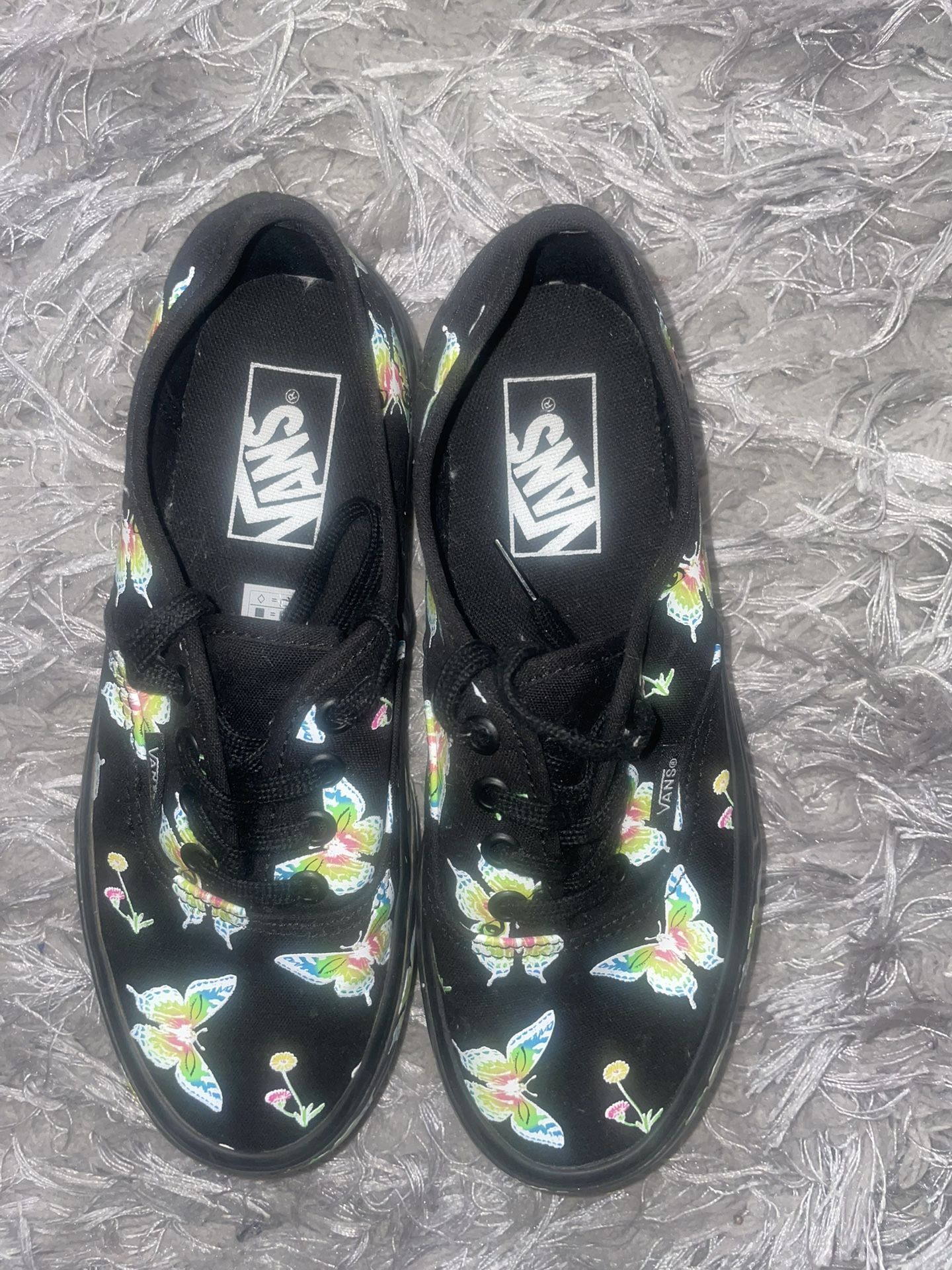 Vans Black Canvas Sneakers with Multicolor Butterfly Print