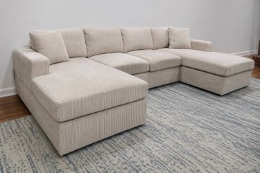 120” Modern Corduroy U-Shaped Sectional Sofa NEED GONE ASAP