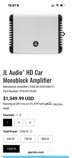JL Audio HD 1200/1 Amplifier