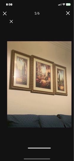 Set of 3 Framed Tuscany Garden Wall Art Hime interior