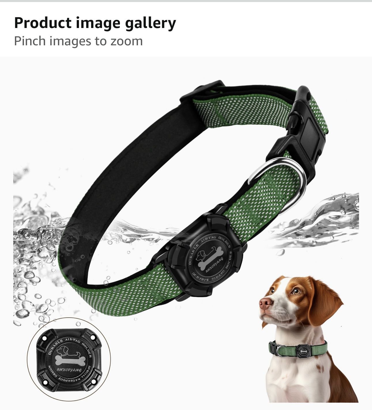 RHXOFYANG Airtag Dog Collar, 100% Waterproof Padded Apple Air Tag Dog Collar with Airtag Holder Case,
