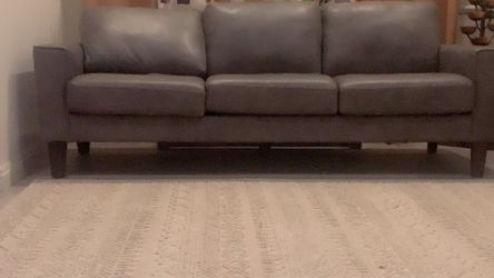 3 Seats Gray Leather Sofa