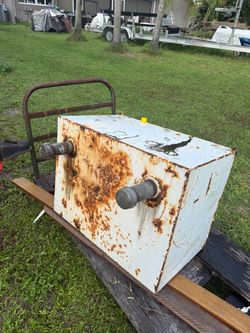 Oil tank with two galvanized screw on off threaded port covers plus used