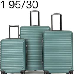 Spinner Wheel Suitcase Set PP ABS, Lightweight Checked Carry-On Luggage 3-Piece Set with Spinner Wheels TSA Locks 20" 24" 28" (Dark Green) 