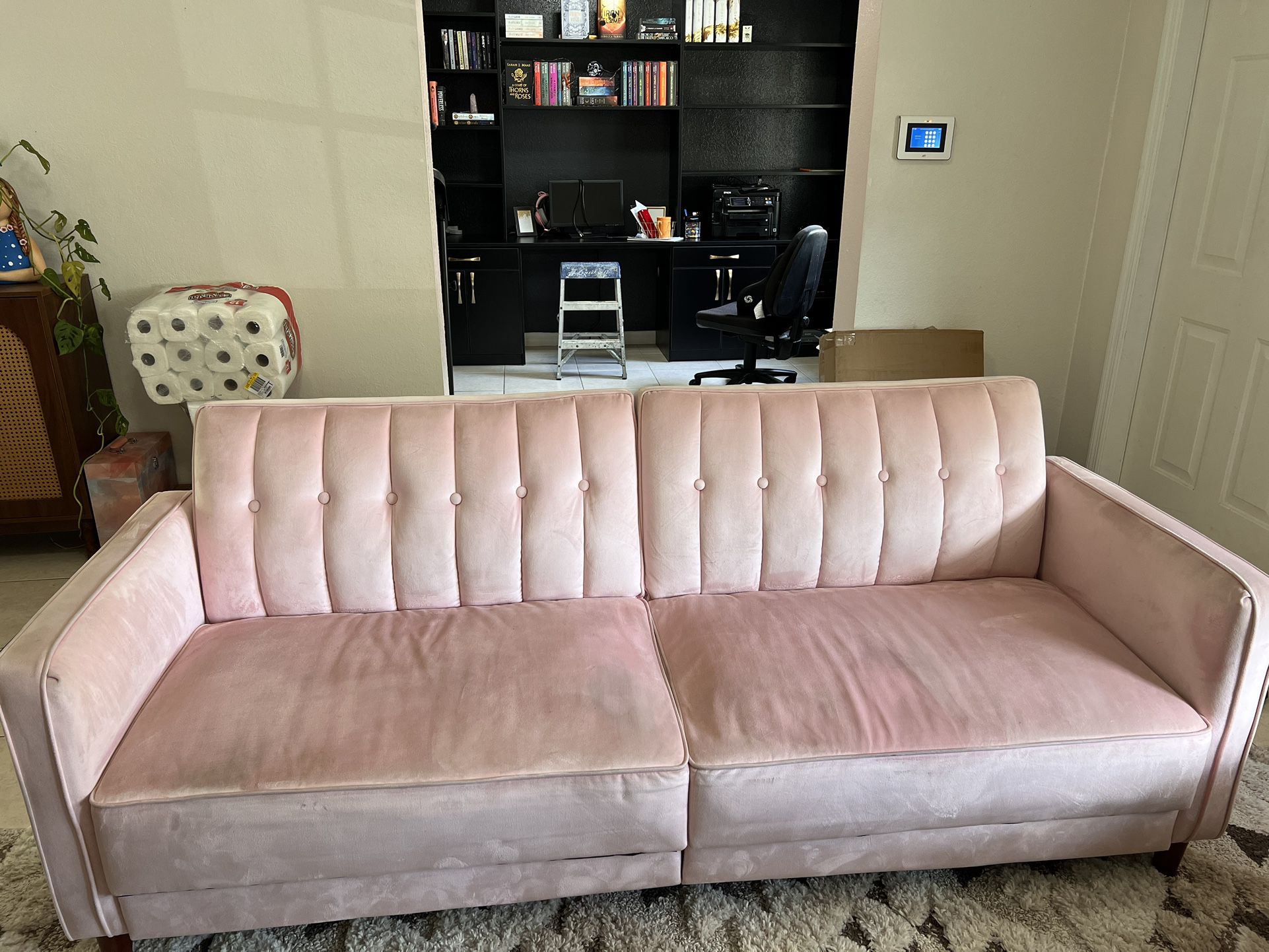 Pink Velvet Sleeper Couch