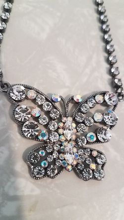 Costume Crystal Butterfly Necklace